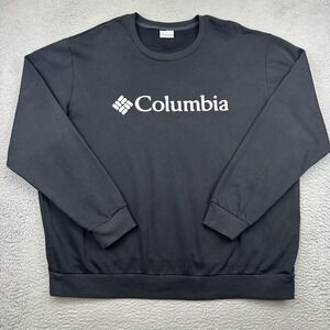 Columbia Sweatshirt Mens 2XL Black Crewneck Pullover Logo Spell Out Cotton Blend